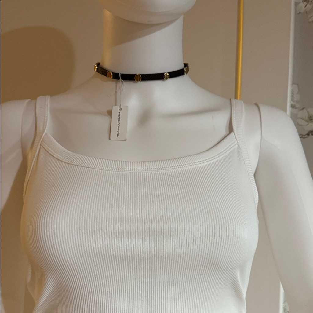 French Connection Dark Brown Choker With Gold Accents 15$